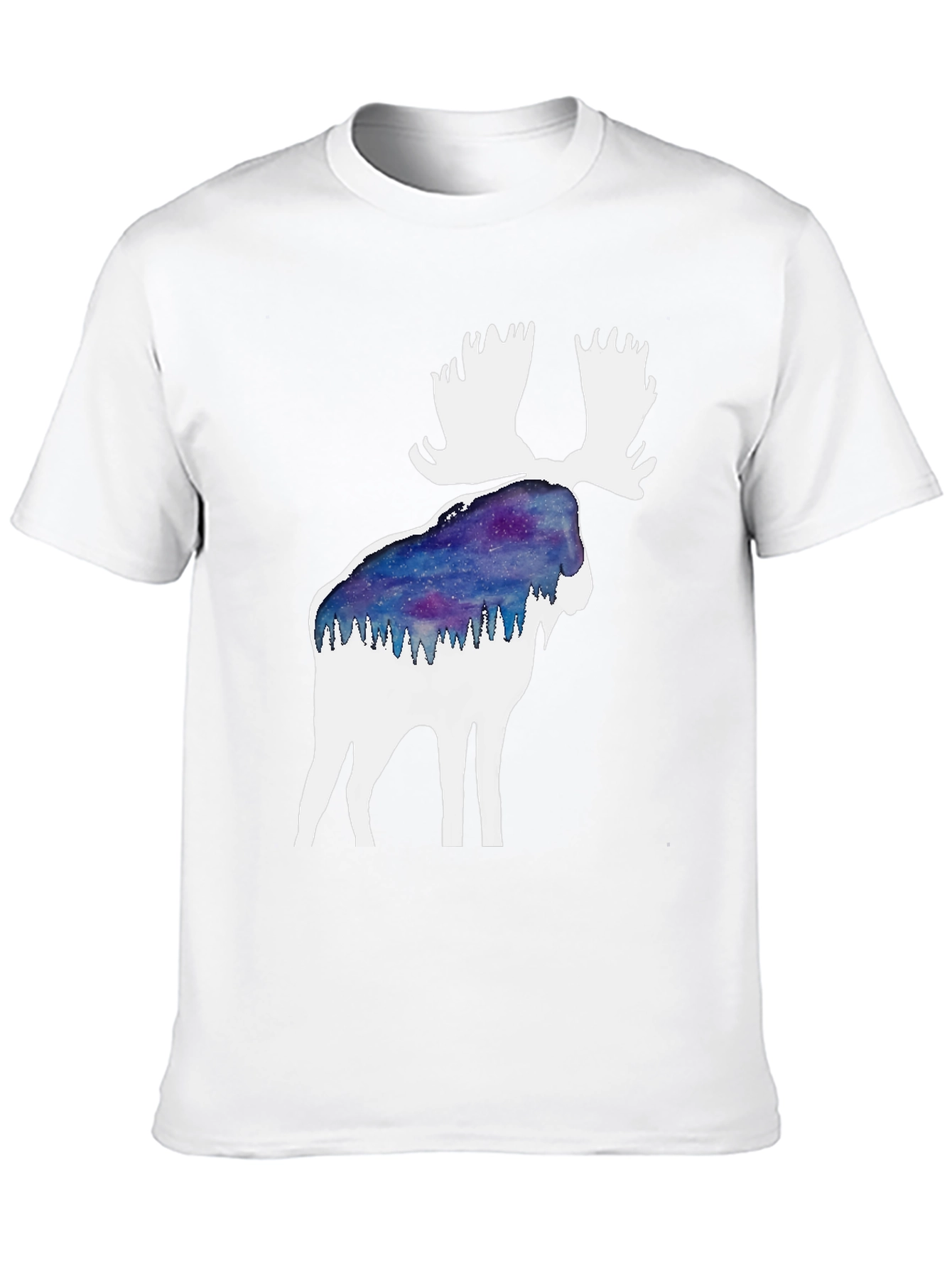 Moose Silhouette Galaxy T-Shirt - Black