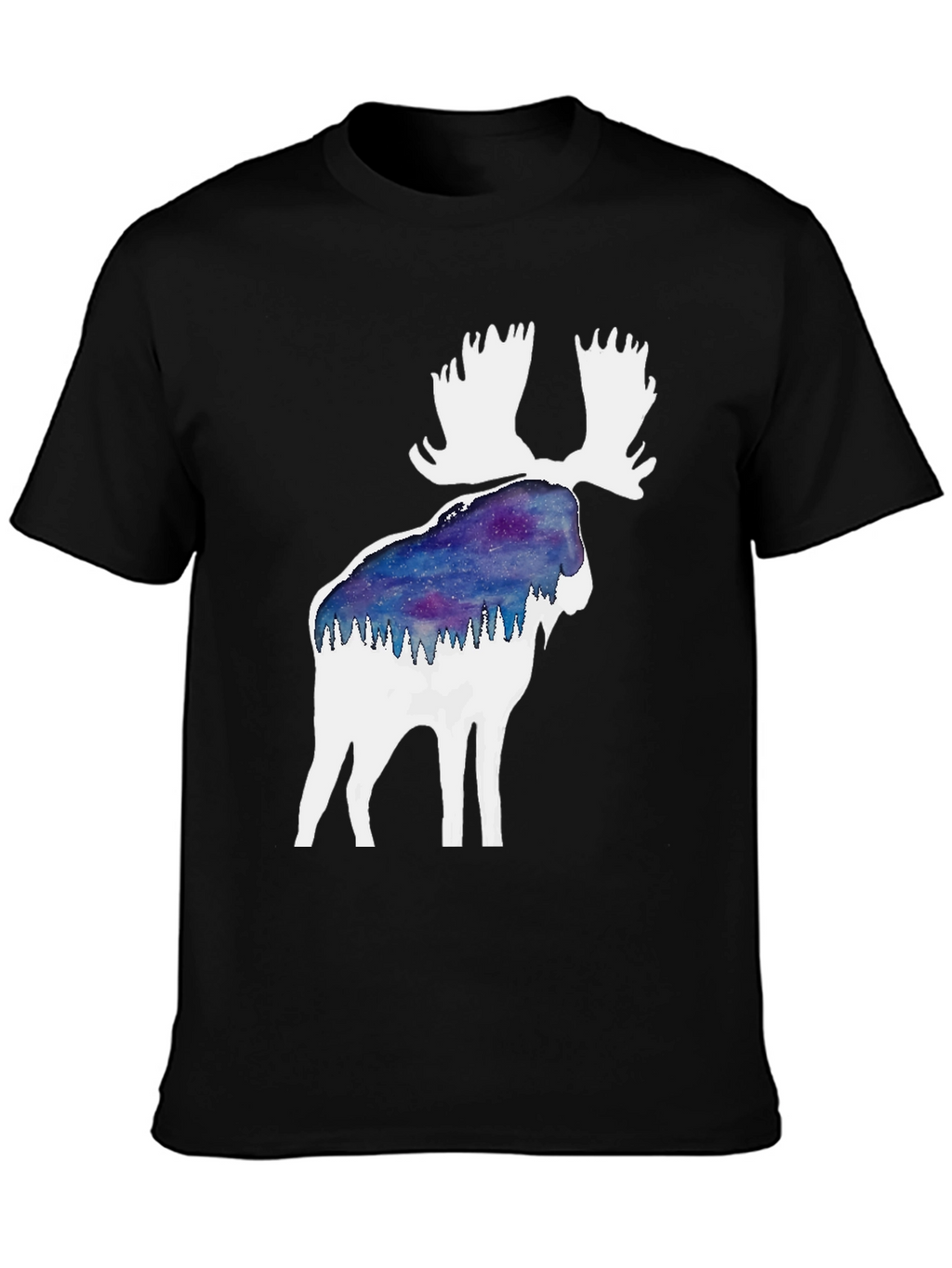 Moose Silhouette Galaxy T-Shirt - Black