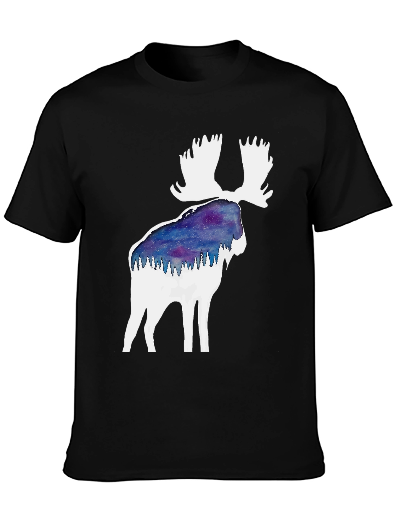 Moose Silhouette Galaxy T-Shirt - Black
