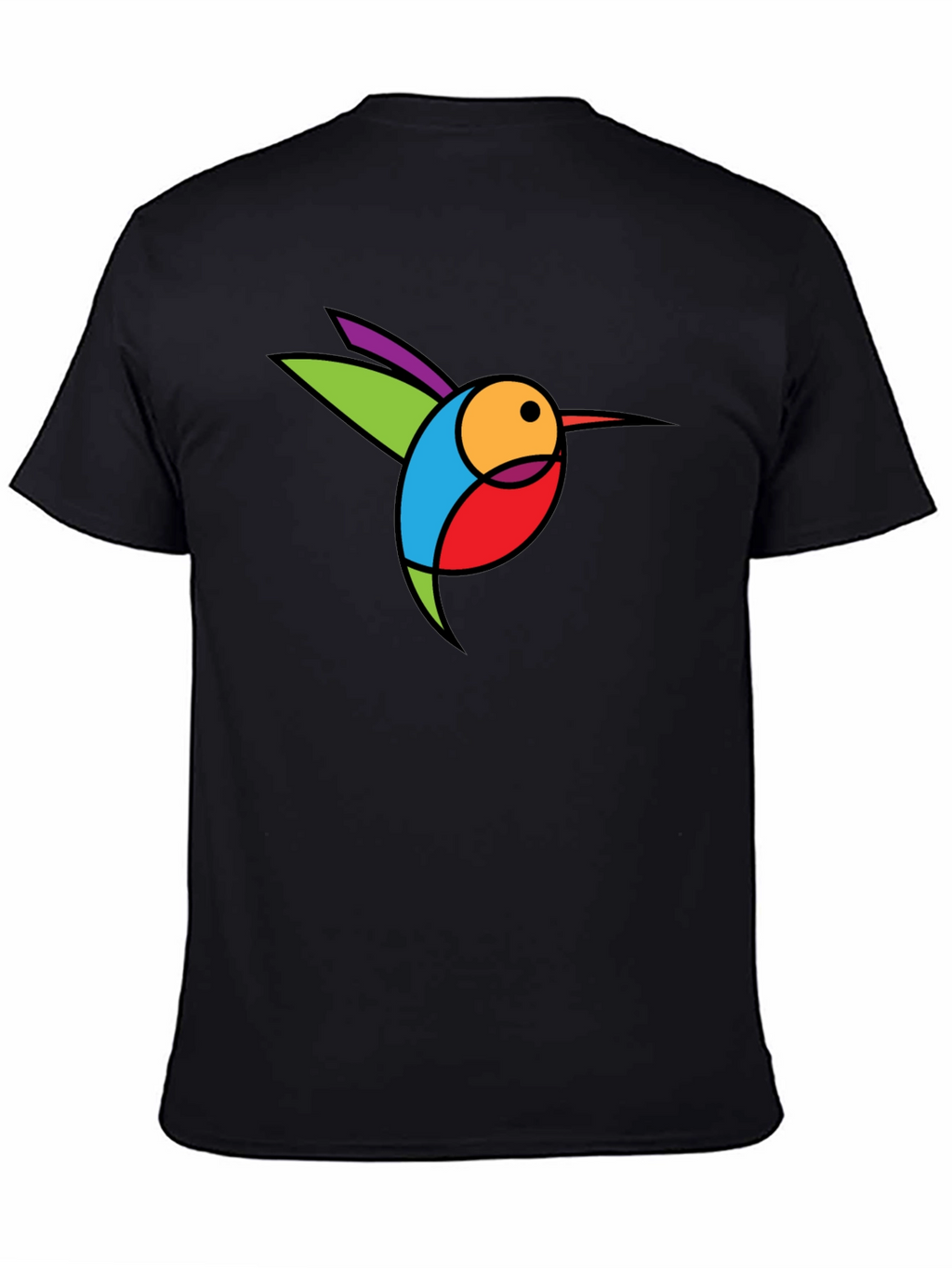 Abstract Hummingbird Graphic Black T-Shirt
