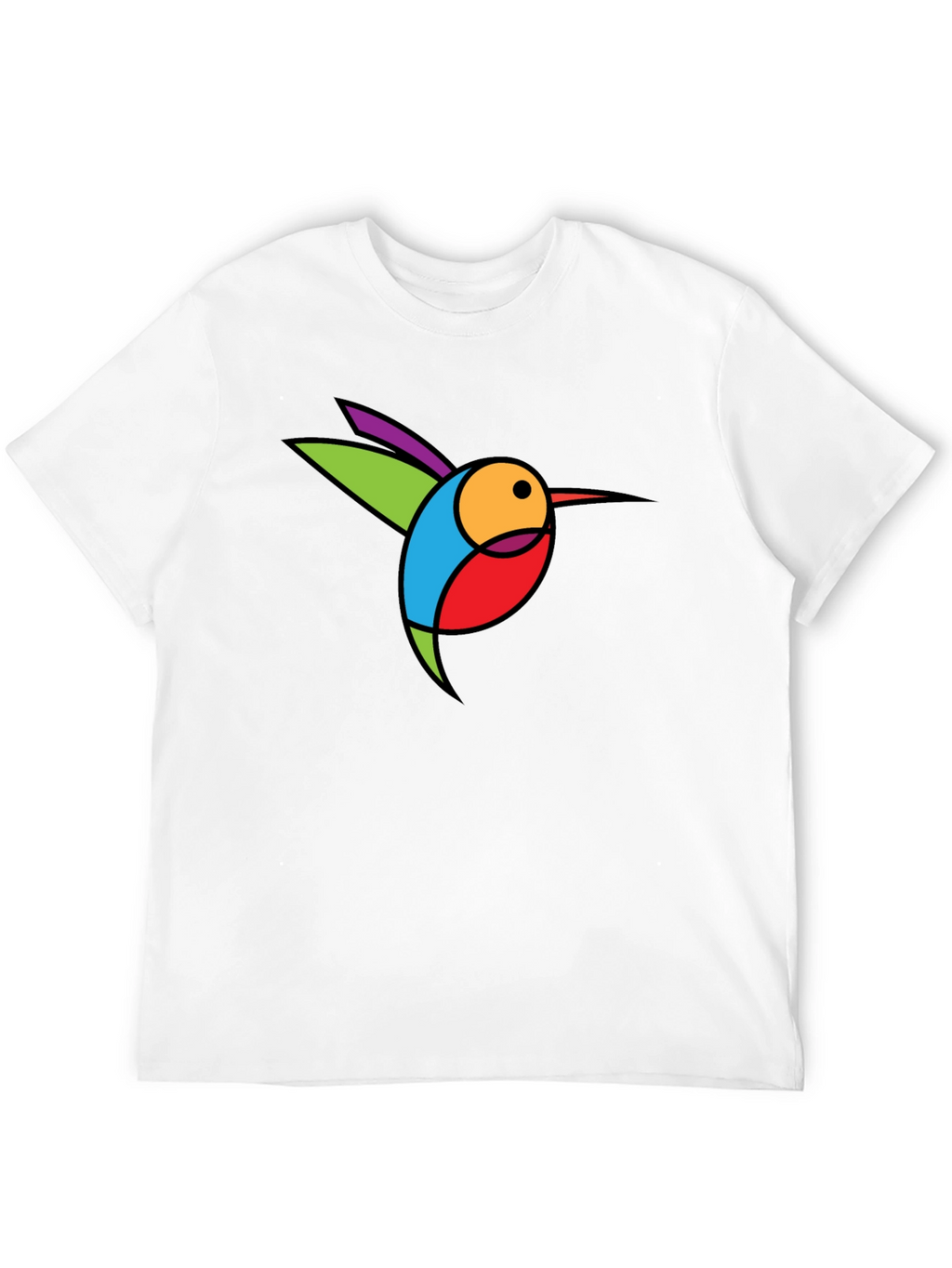 Abstract Hummingbird Graphic Black T-Shirt