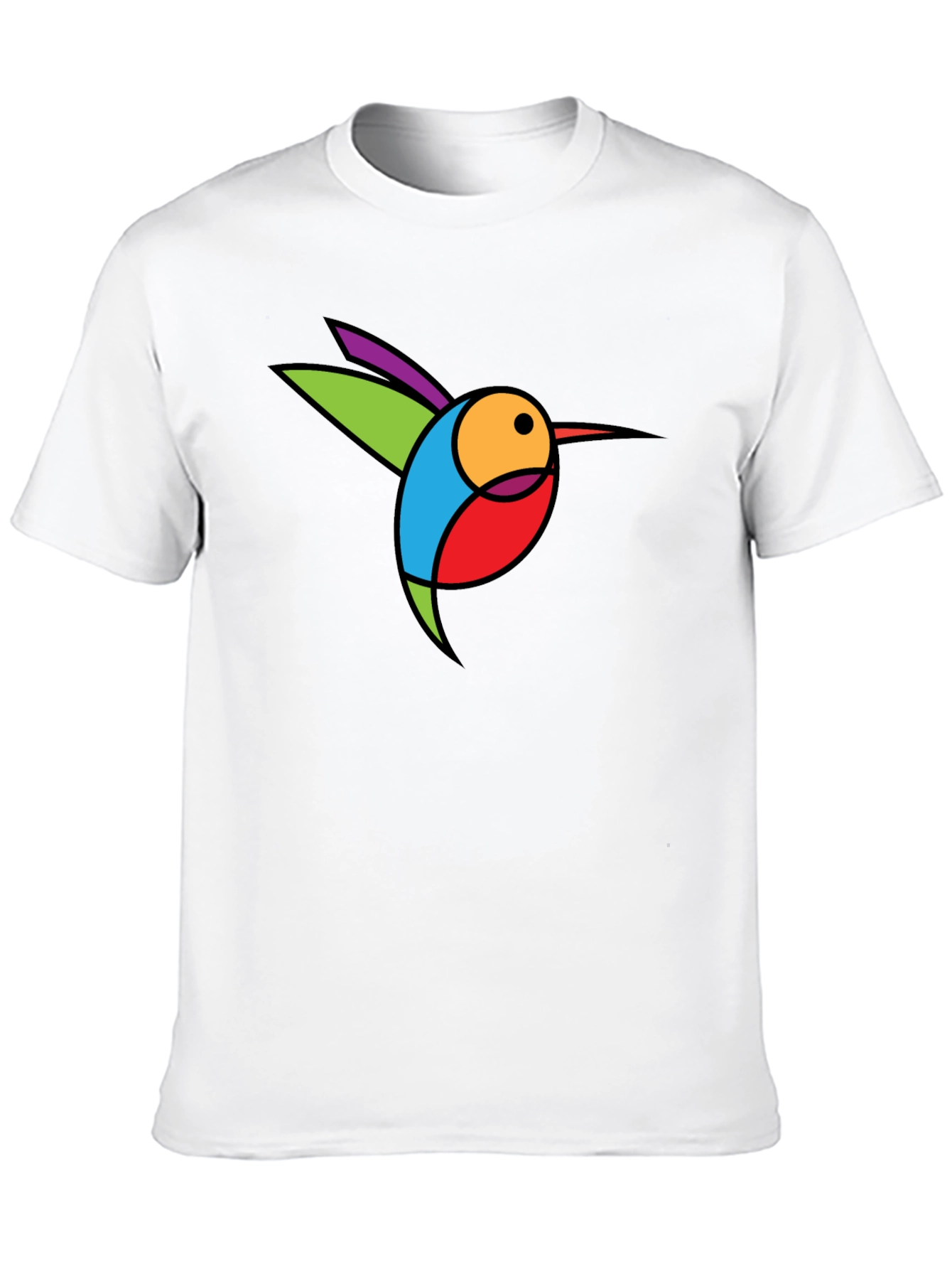 Abstract Hummingbird Graphic Black T-Shirt