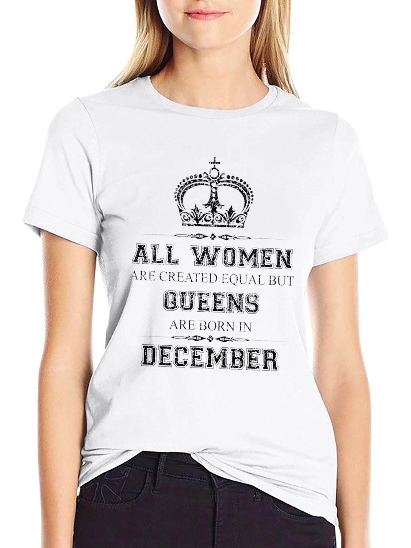 Queens are Born in December Black Graphic Tee