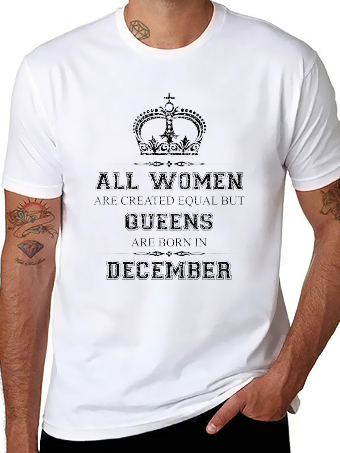 Queens are Born in December Black Graphic Tee