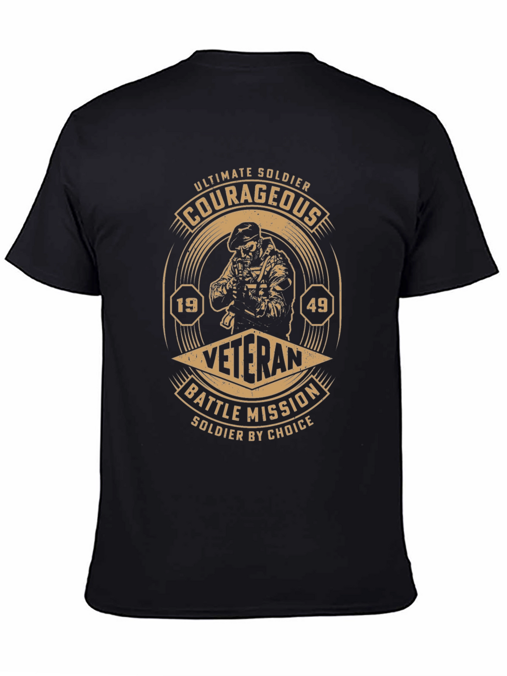Courageous Veteran Black Graphic T-Shirt