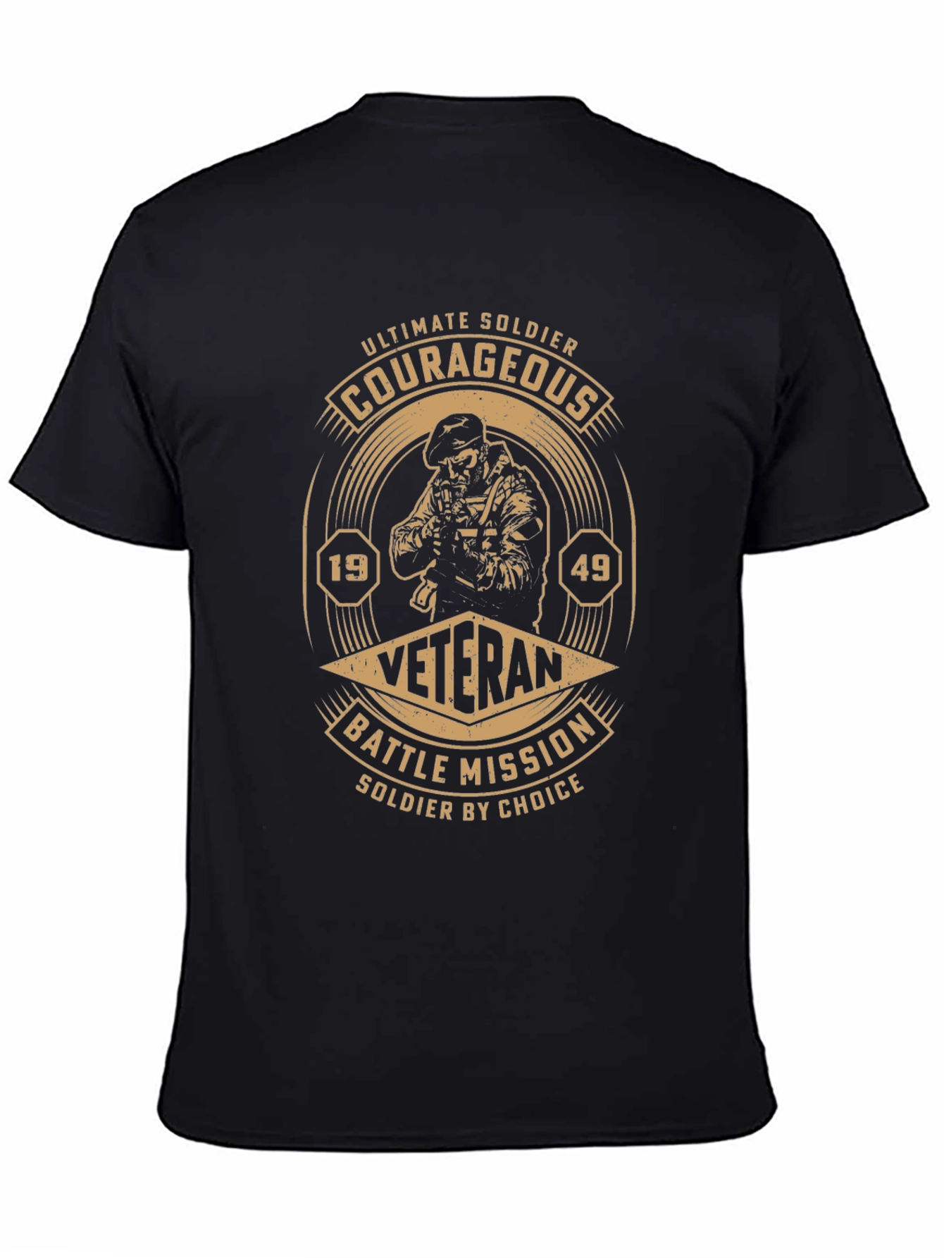 Courageous Veteran Black Graphic T-Shirt