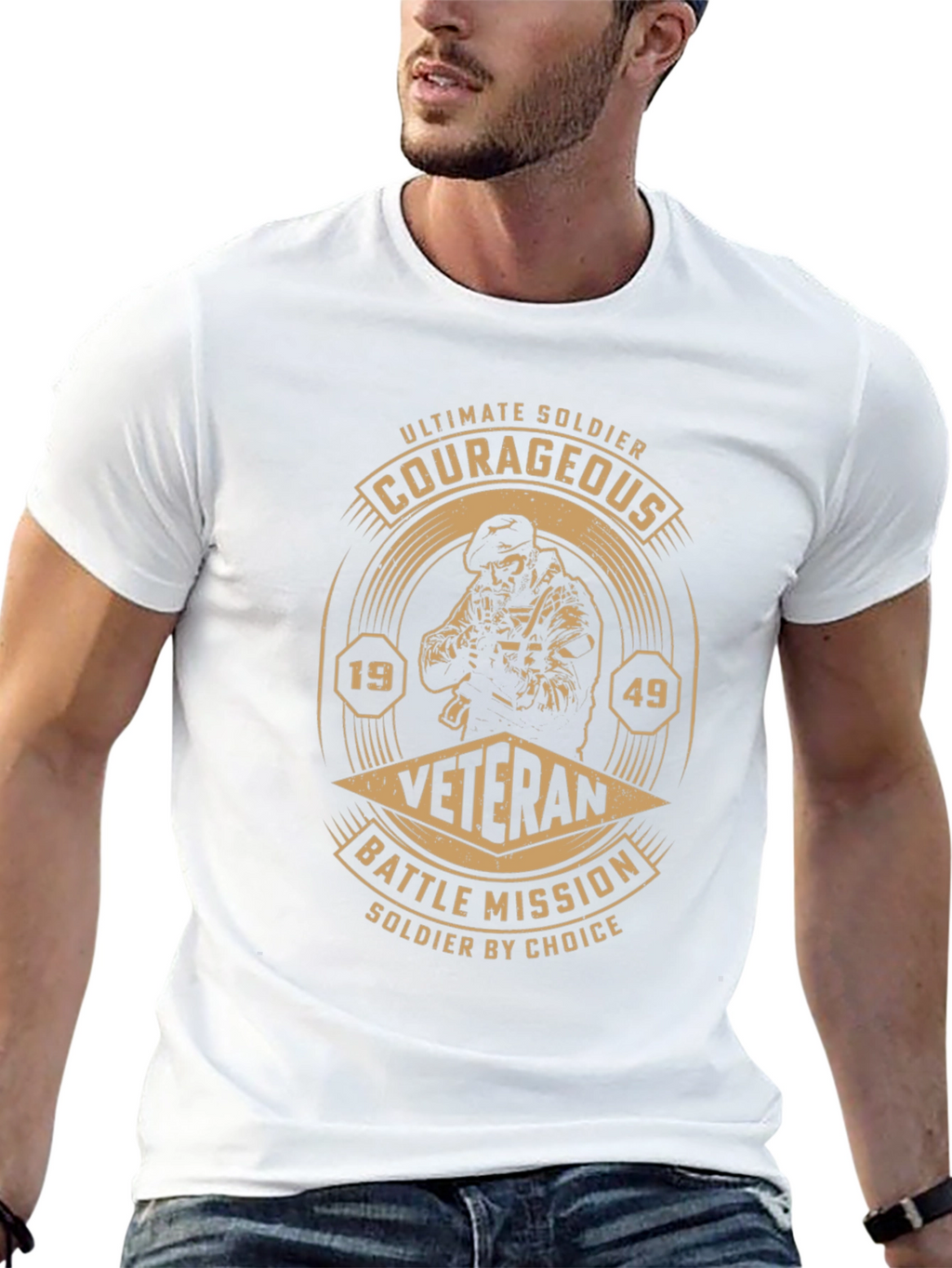 Courageous Veteran Black Graphic T-Shirt