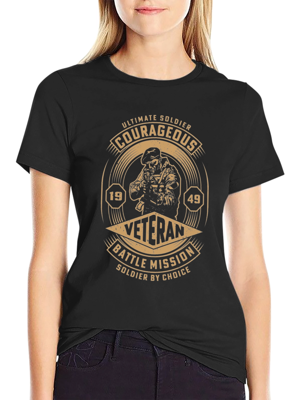 Courageous Veteran Black Graphic T-Shirt