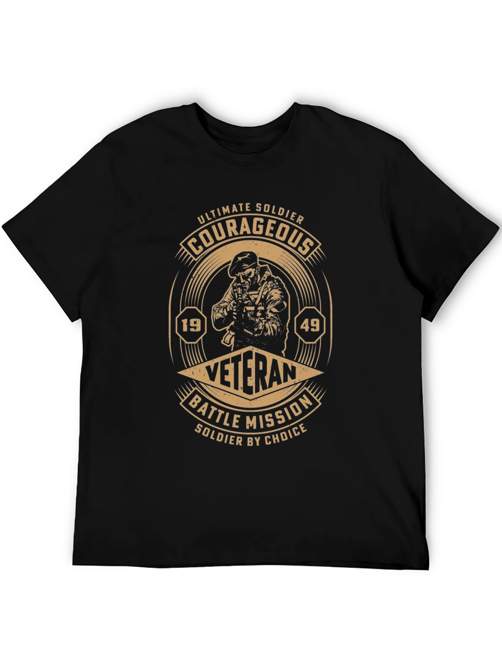 Courageous Veteran Black Graphic T-Shirt