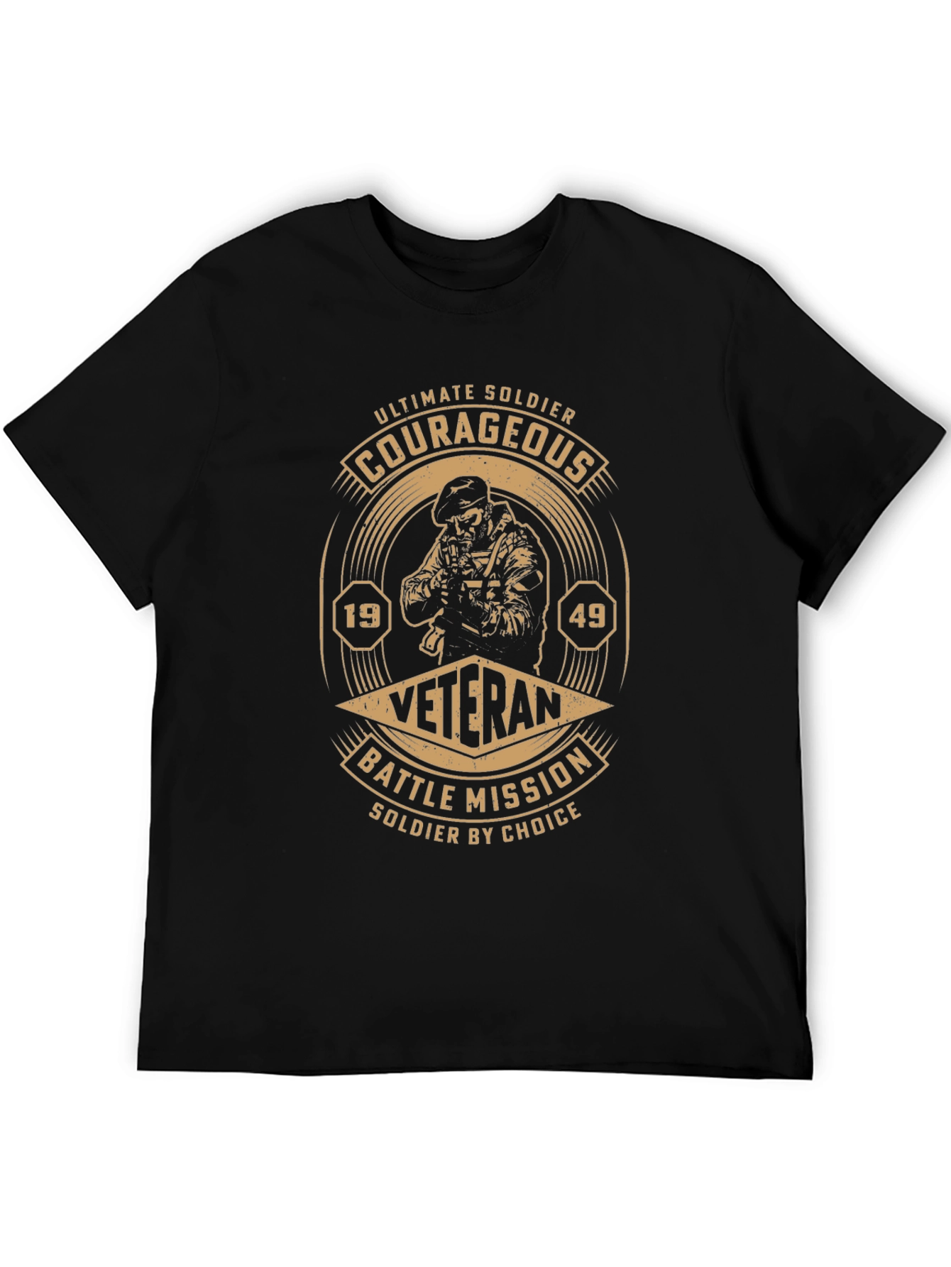 Courageous Veteran Black Graphic T-Shirt