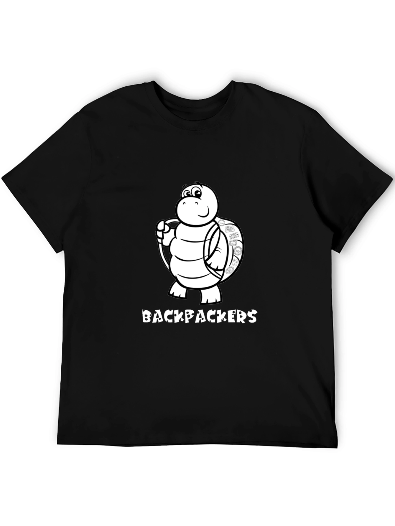 Backpackers Turtle Graphic Black T-Shirt