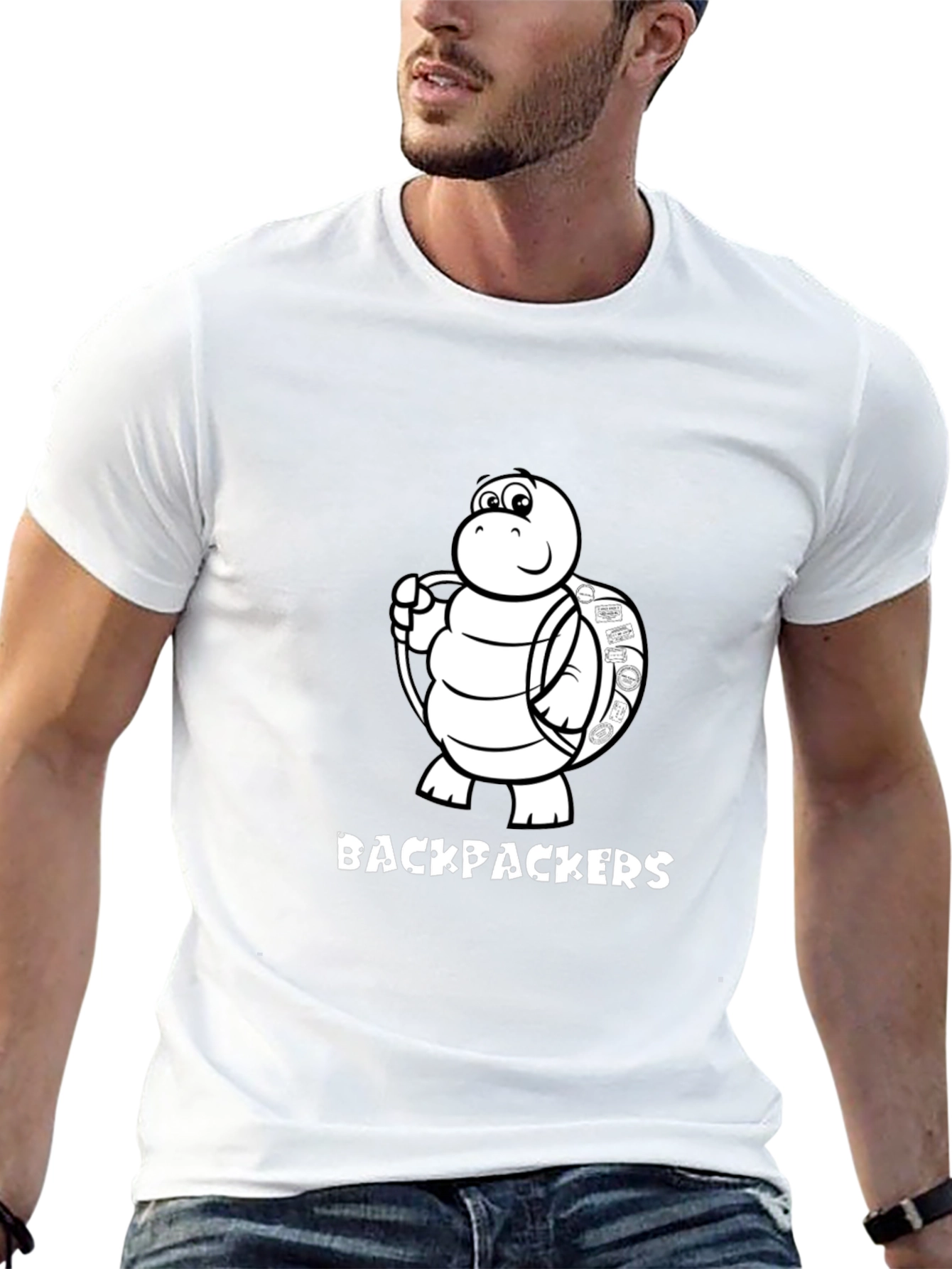 Backpackers Turtle Graphic Black T-Shirt