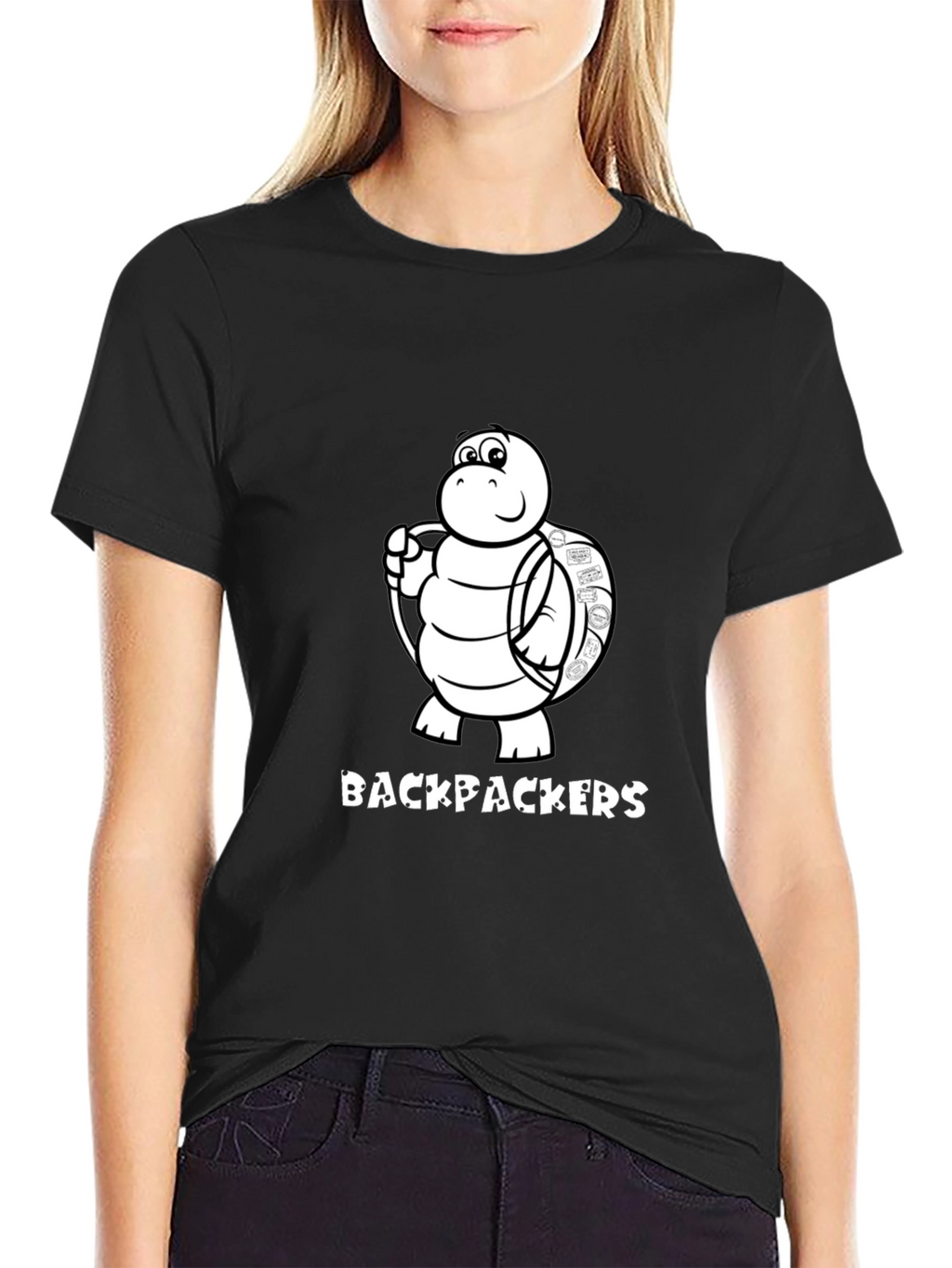 Backpackers Turtle Graphic Black T-Shirt
