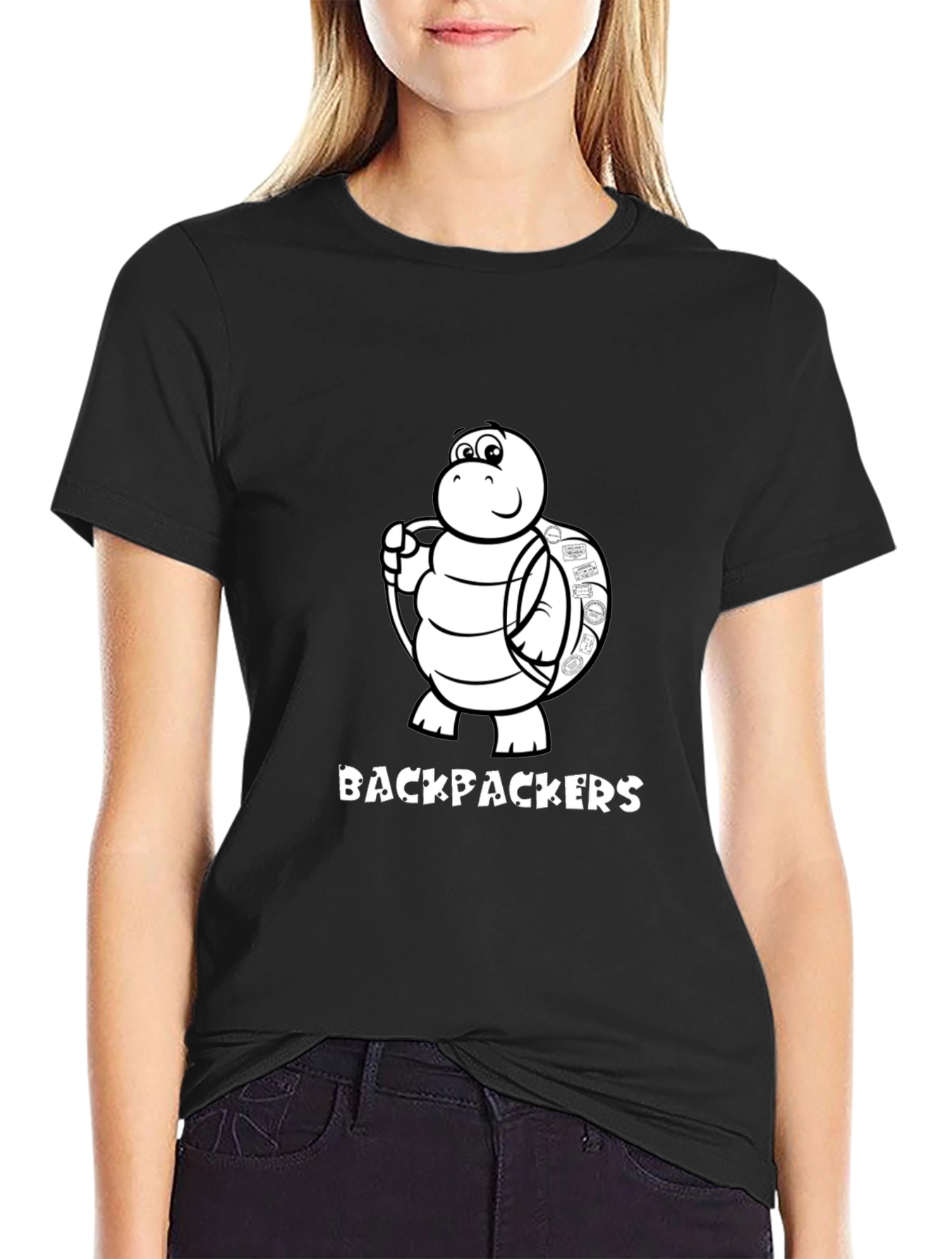 Backpackers Turtle Graphic Black T-Shirt