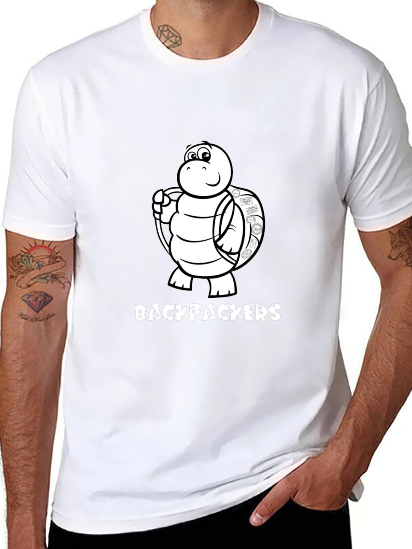 Backpackers Turtle Graphic Black T-Shirt