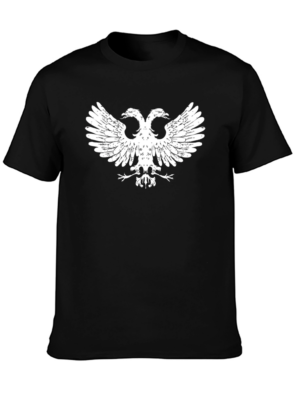 Black T-Shirt with White Double-Headed Eagle Graphic