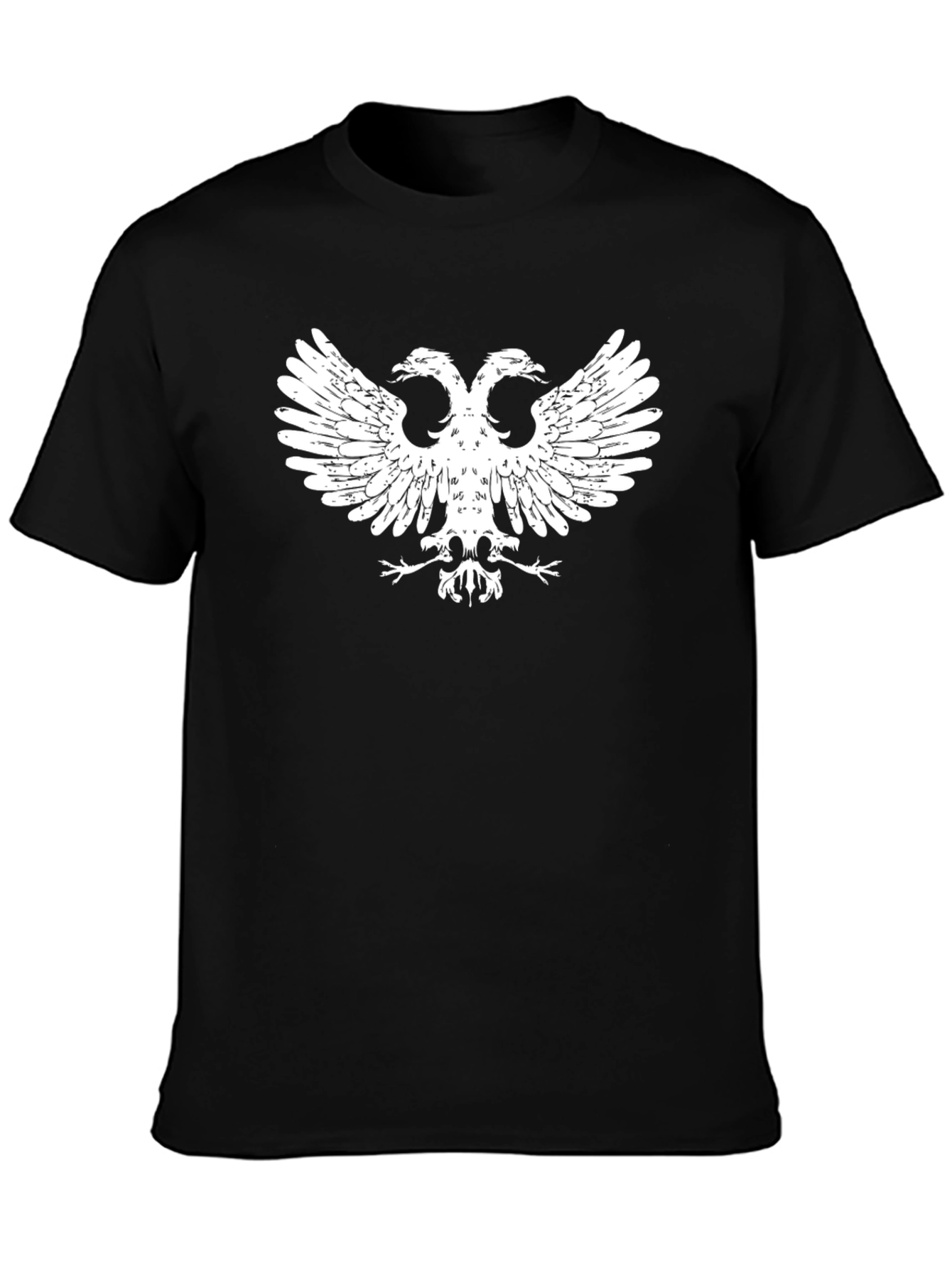 Black T-Shirt with White Double-Headed Eagle Graphic