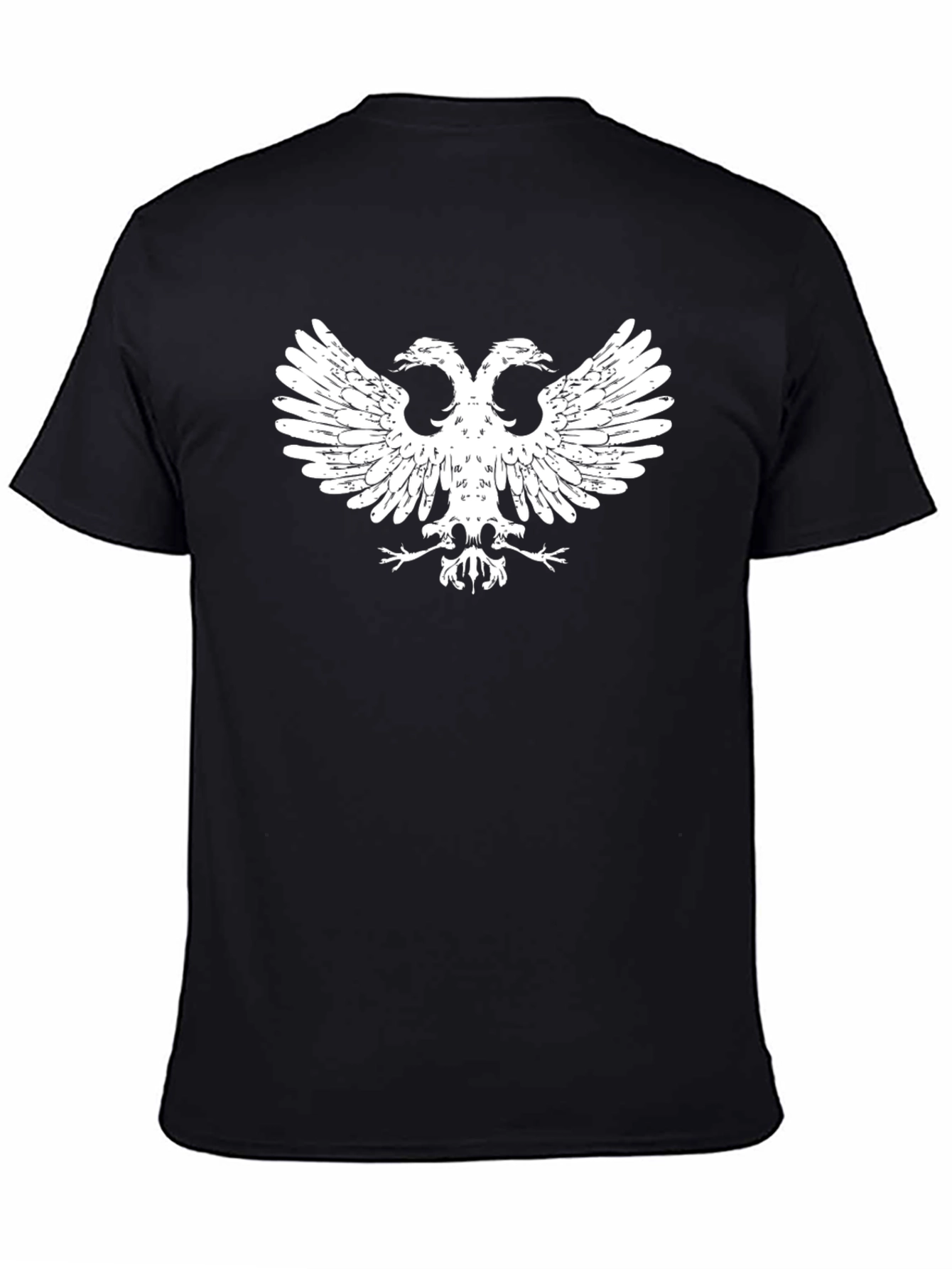 Black T-Shirt with White Double-Headed Eagle Graphic
