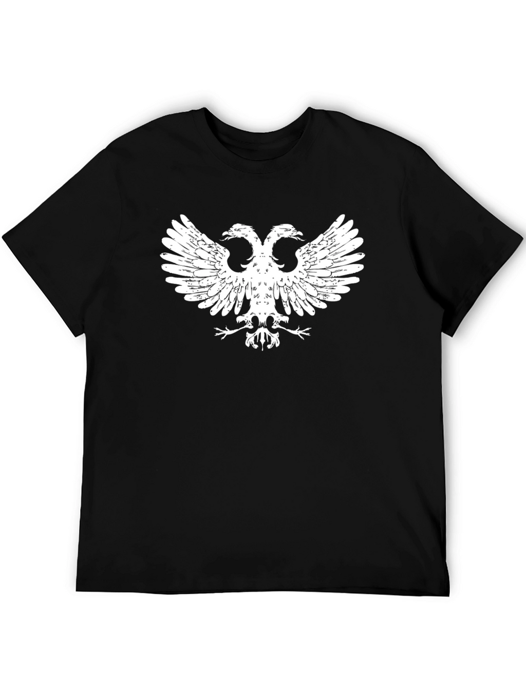 Black T-Shirt with White Double-Headed Eagle Graphic