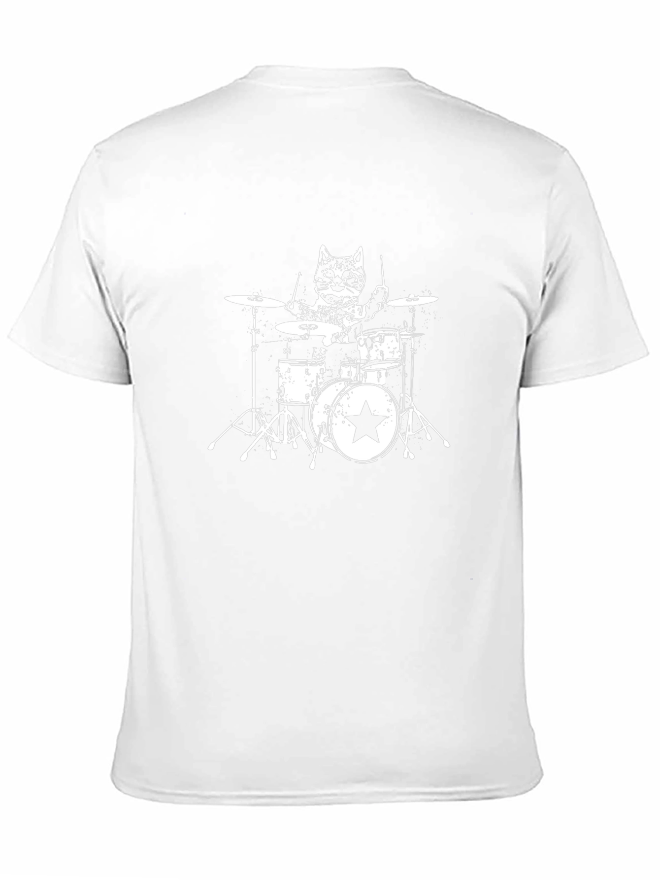 Cat Drummer Black T-Shirt - Rock On!