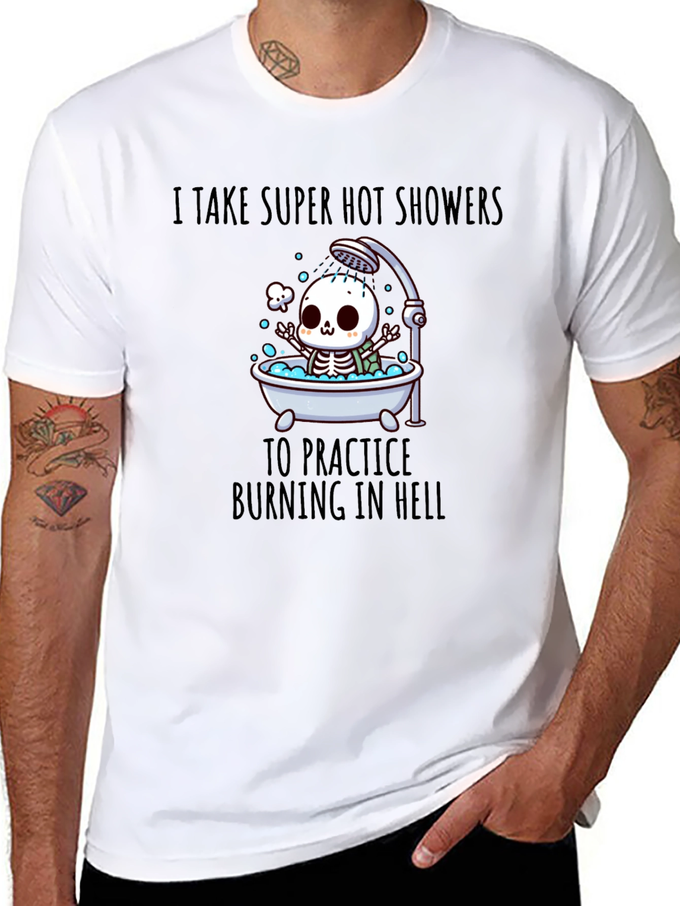 Funny Skeleton Hot Shower T-Shirt