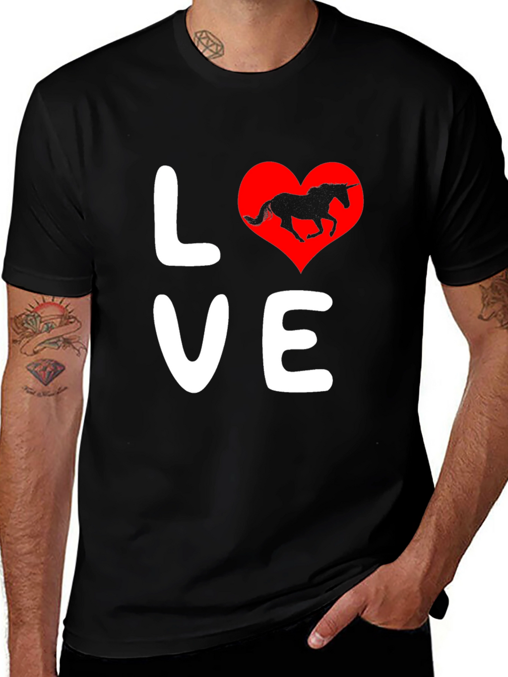 Love Unicorn Black T-Shirt