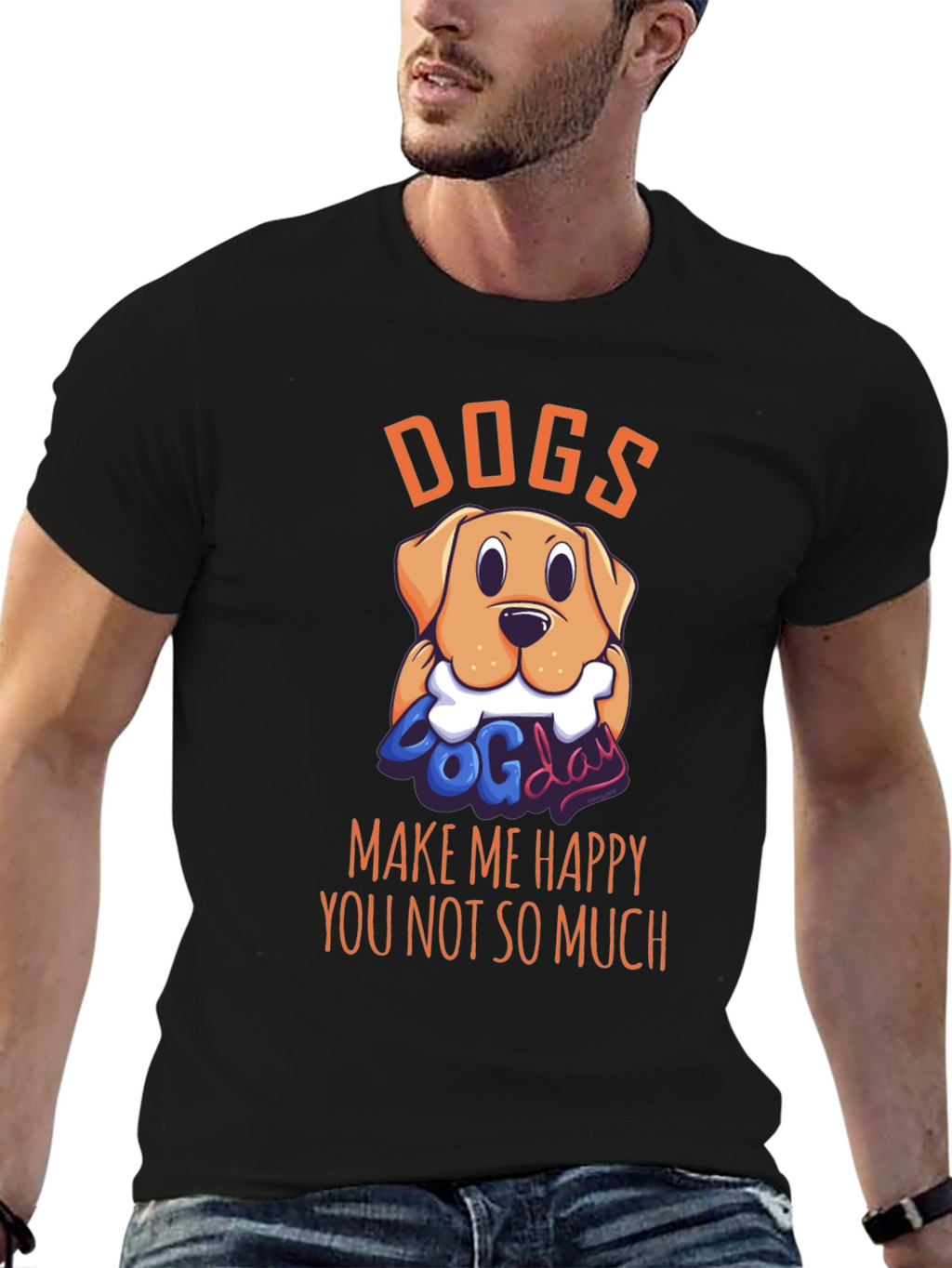 Dogs Make Me Happy Graphic T-Shirt