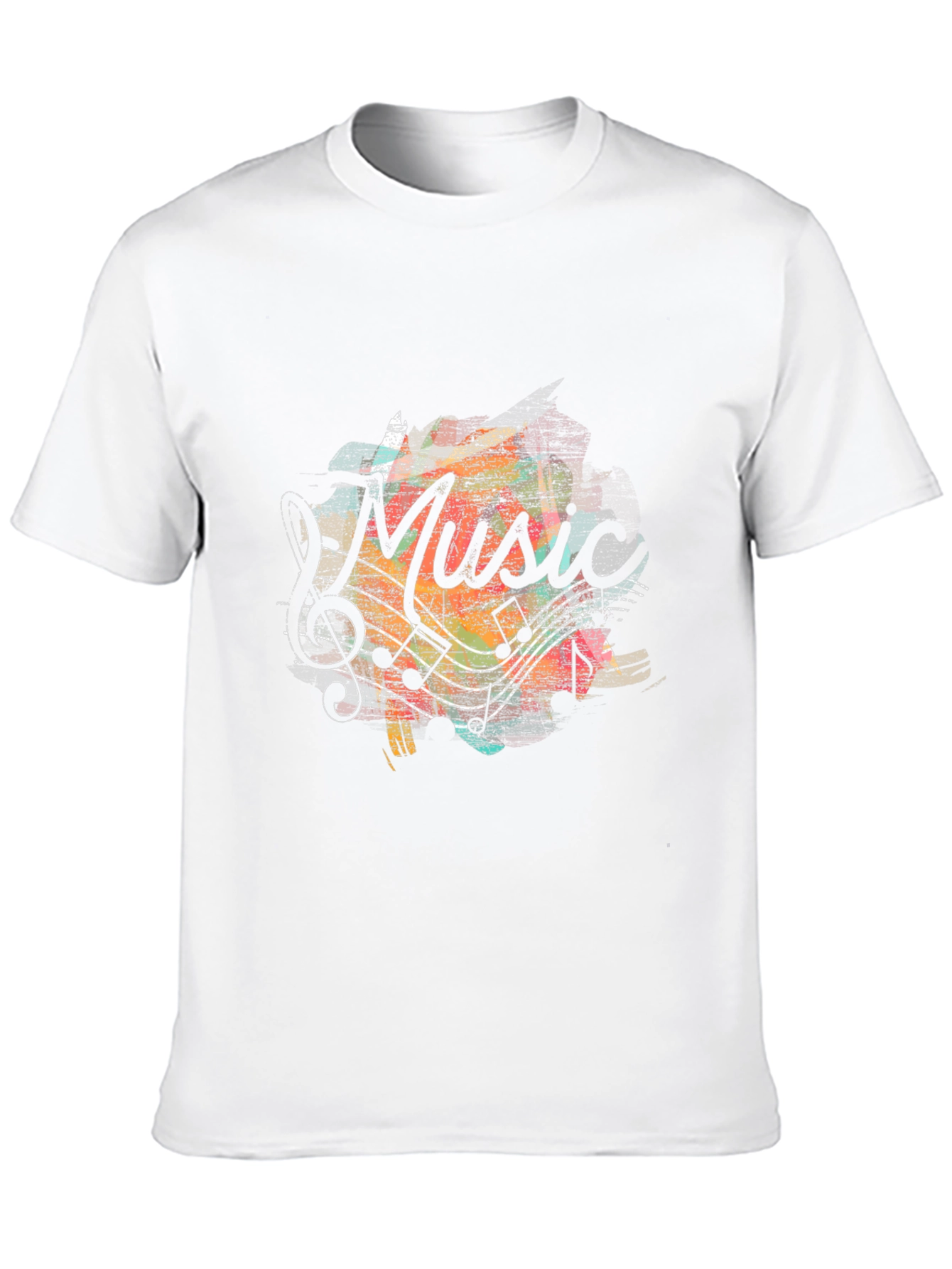 Music Notes Graphic Print Black T-Shirt