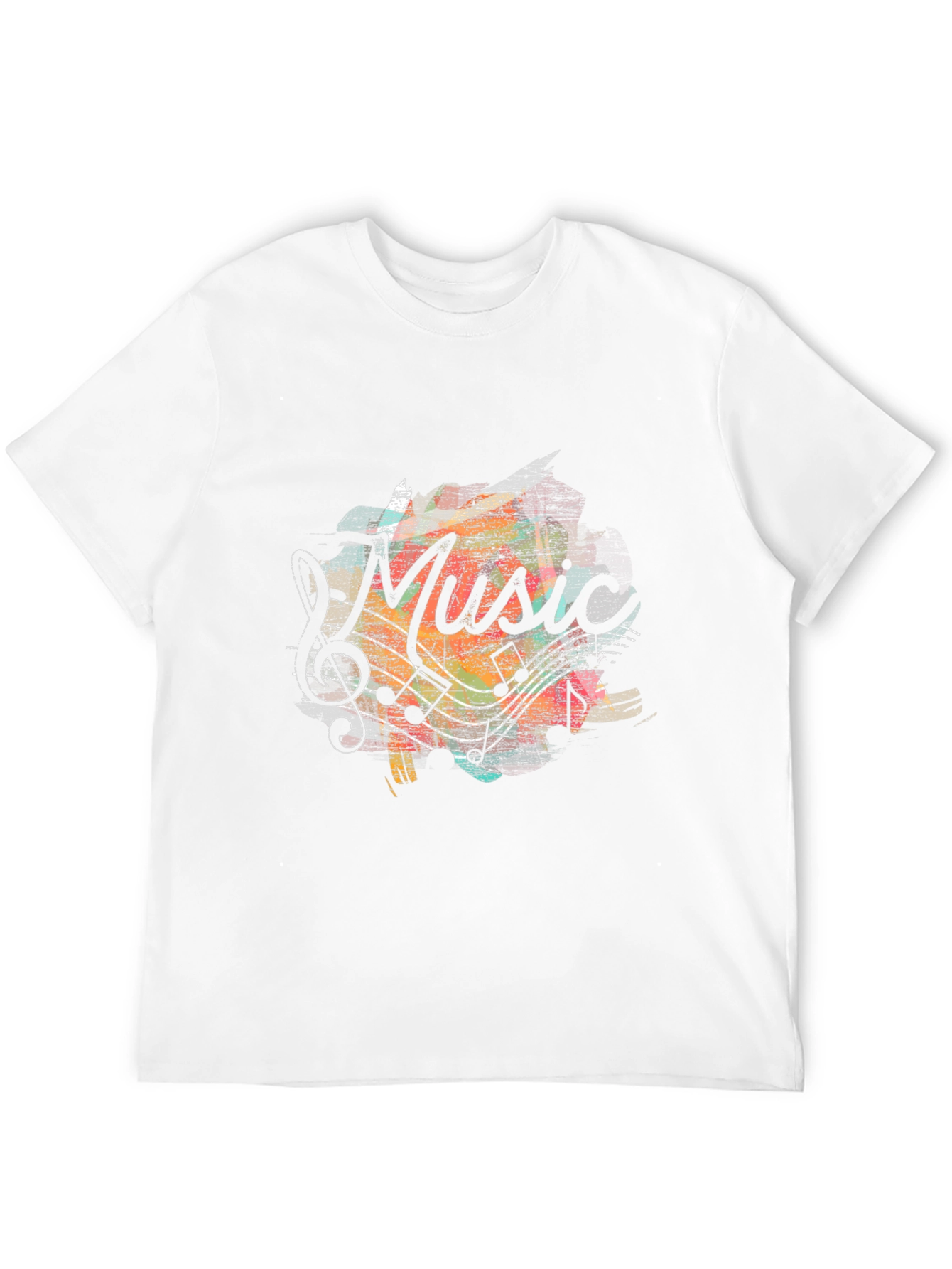 Music Notes Graphic Print Black T-Shirt