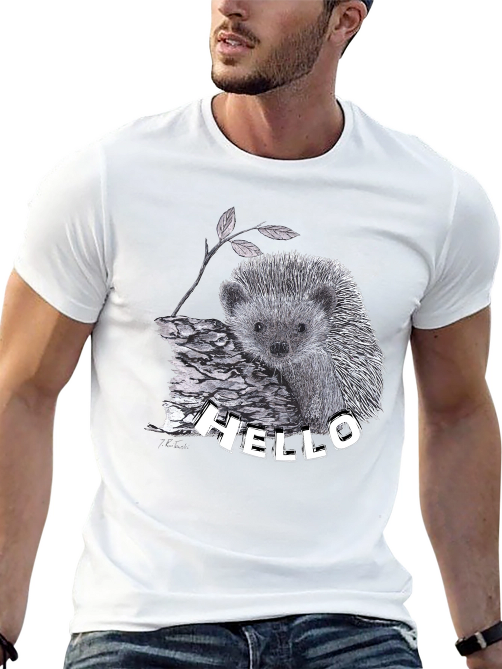 Hedgehog Hello T-Shirt Black