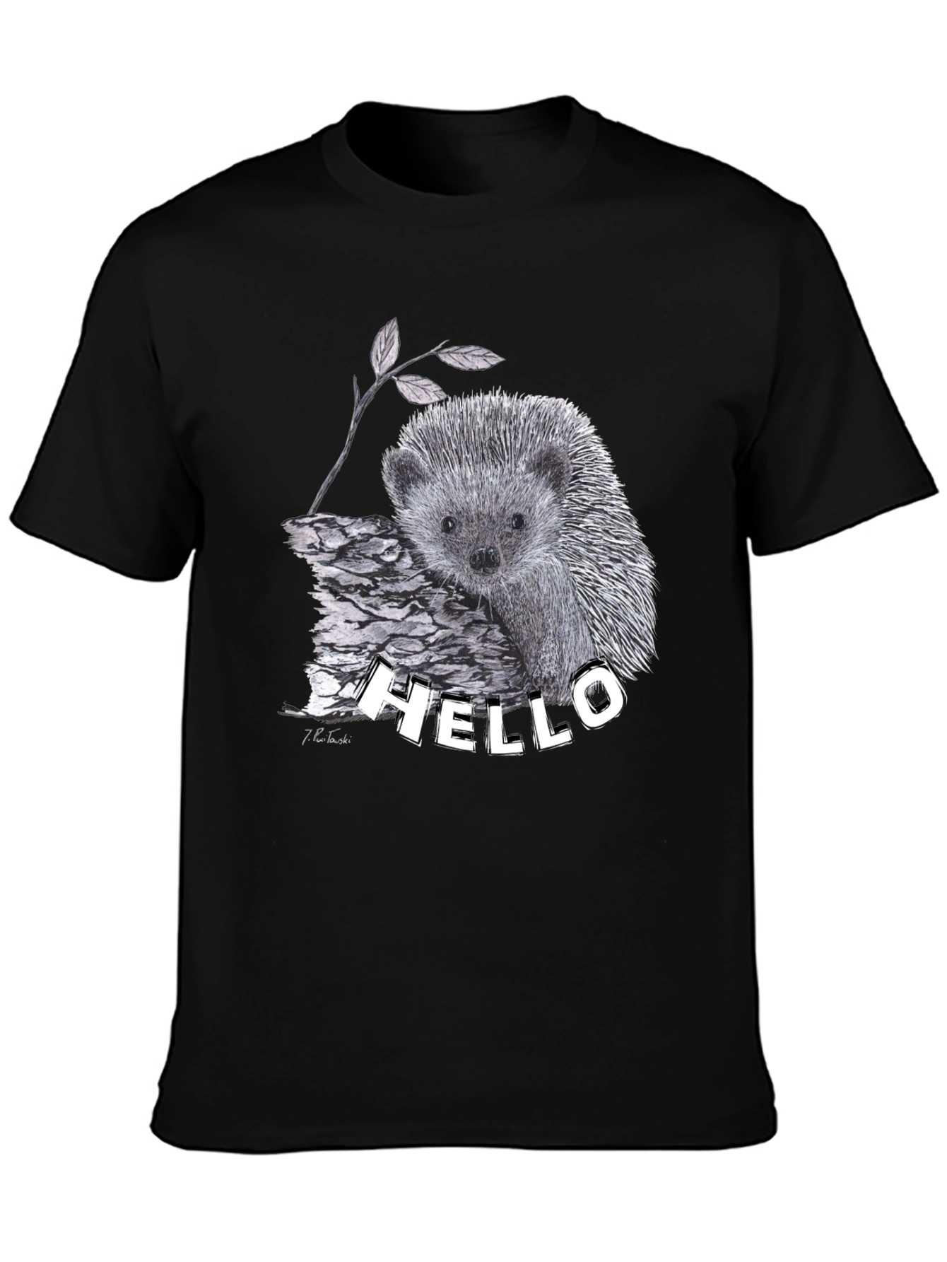 Hedgehog Hello T-Shirt Black