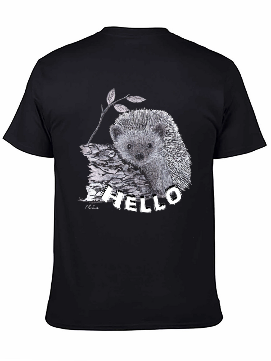 Hedgehog Hello T-Shirt Black