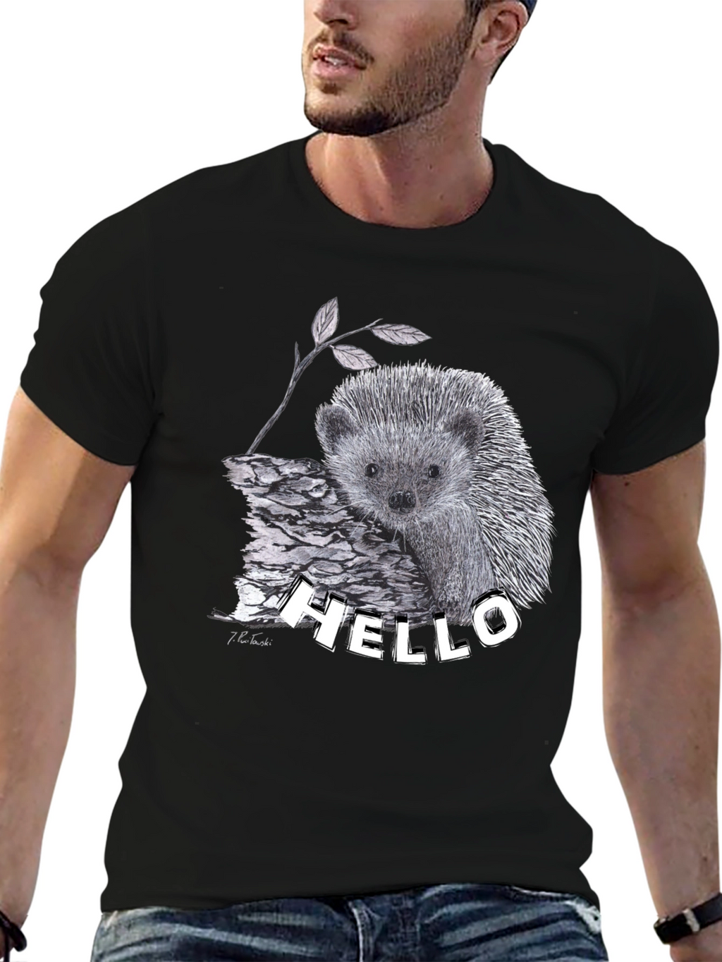 Hedgehog Hello T-Shirt Black