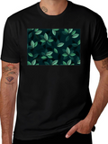 Leaf Pattern Crew Neck T-Shirt
