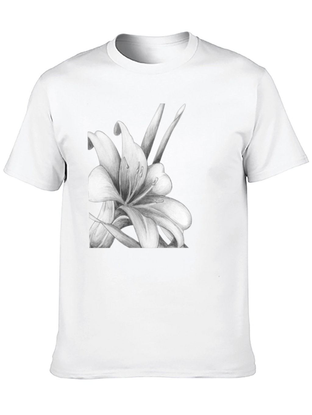 Elegant Lily Graphic Black T-Shirt