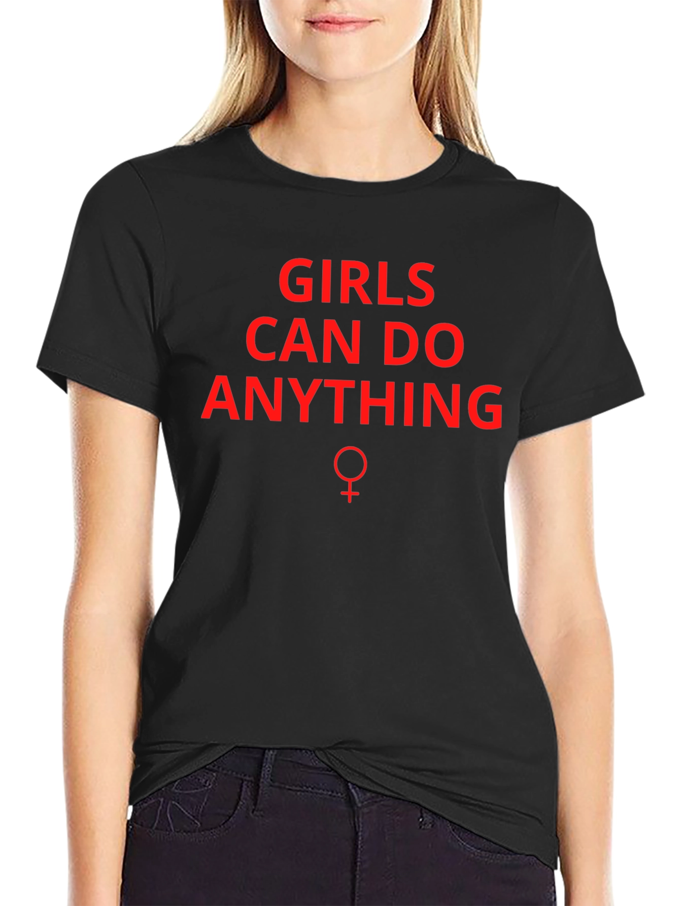 Girls Can Do Anything Graphic Tee - Black