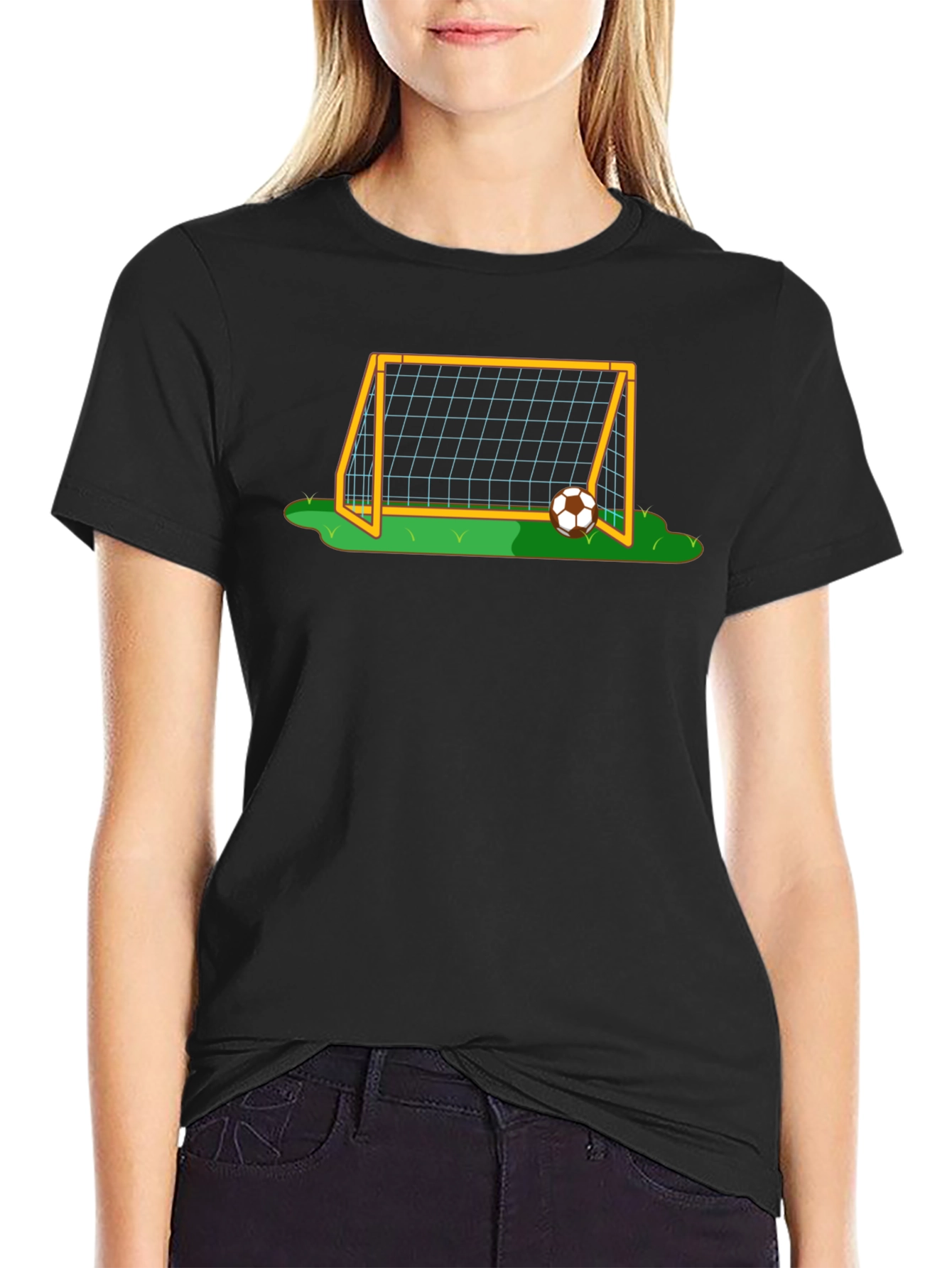 Soccer Goal Graphic Tee - Black Cotton T-Shirt