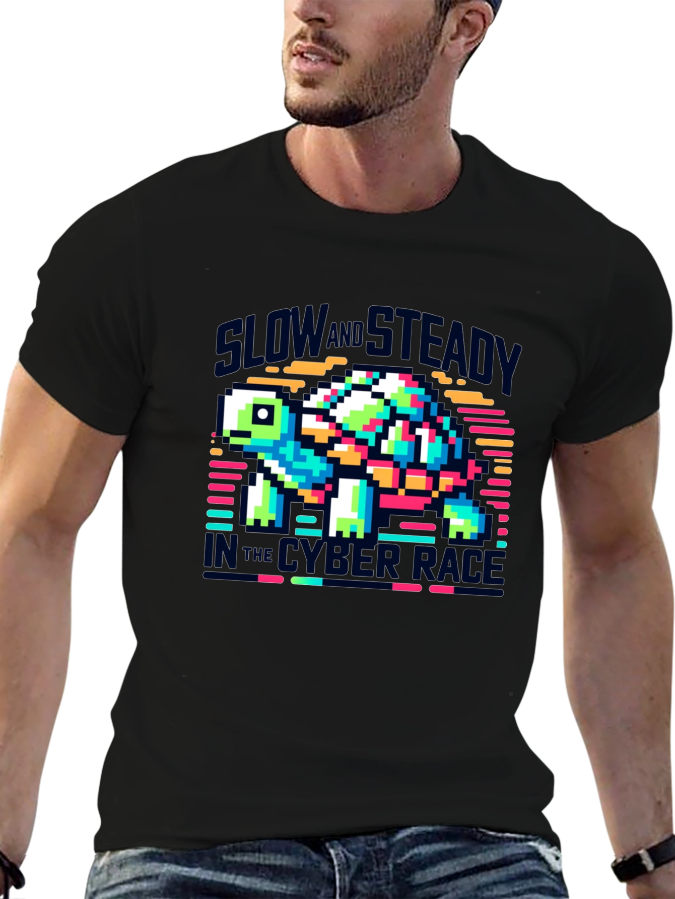 Slow and Steady Cyber Race Turtle T-Shirt