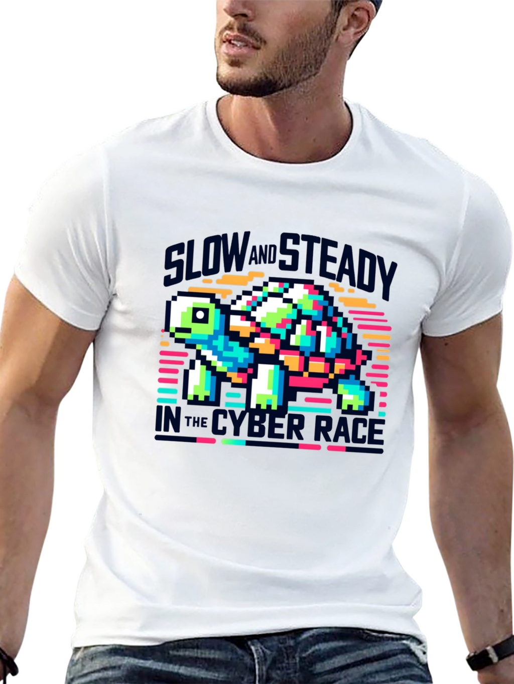 Slow and Steady Cyber Race Turtle T-Shirt