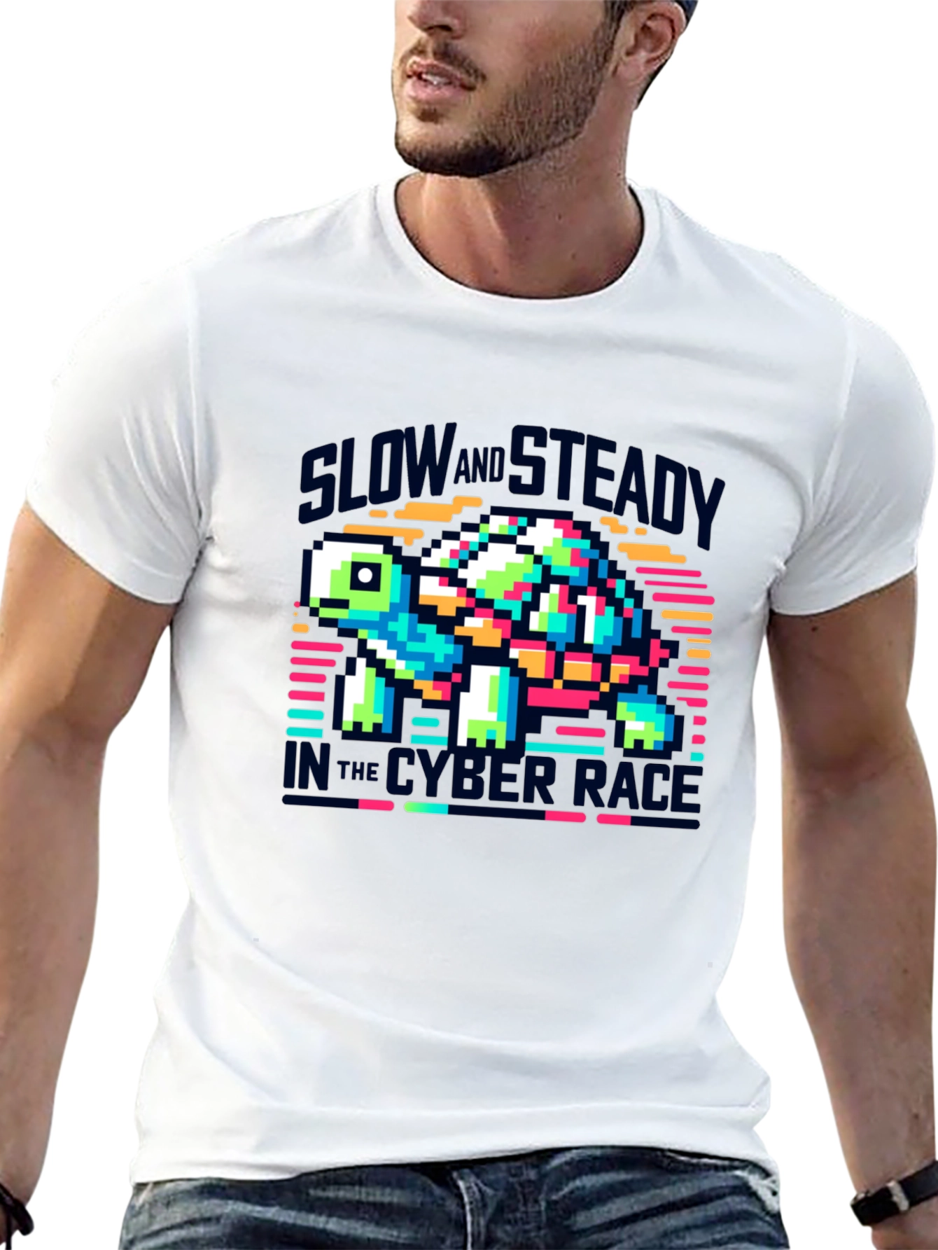 Slow and Steady Cyber Race Turtle T-Shirt
