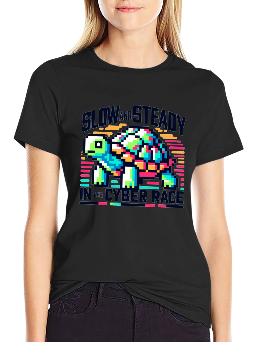Slow and Steady Cyber Race Turtle T-Shirt