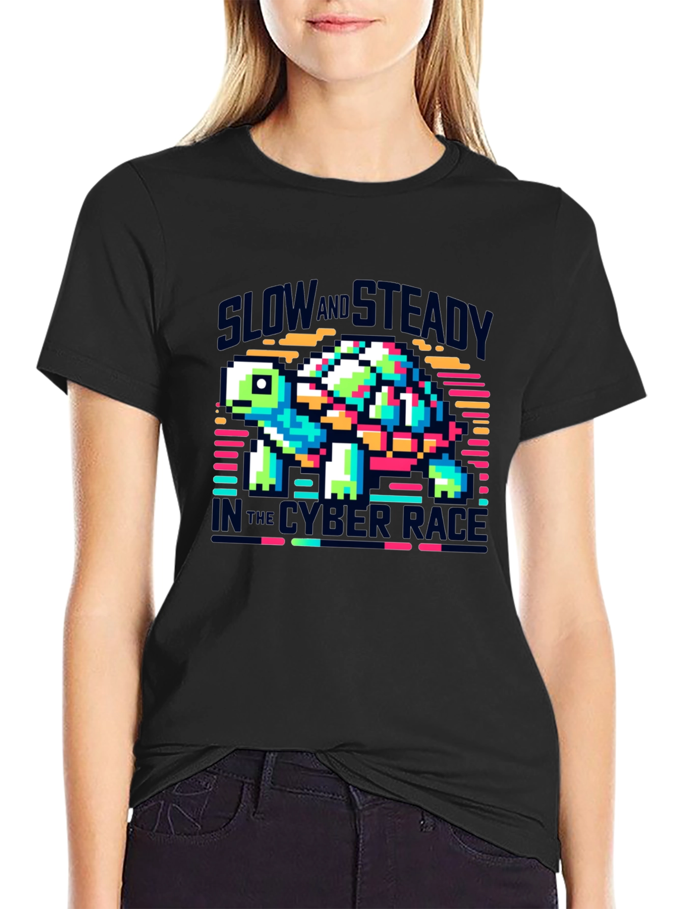 Slow and Steady Cyber Race Turtle T-Shirt