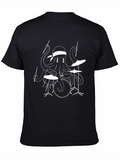 Octopus Drummer Graphic Tee - Black Cotton T-Shirt