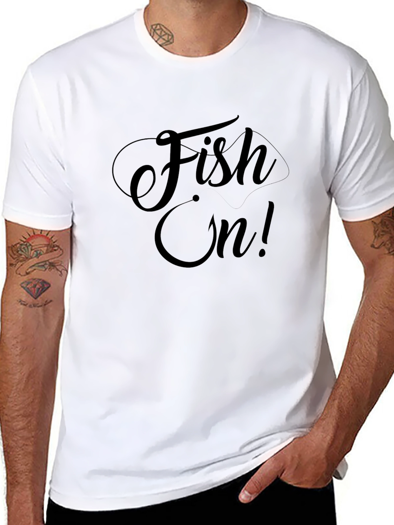 Fish On! Mens Black Graphic T-Shirt
