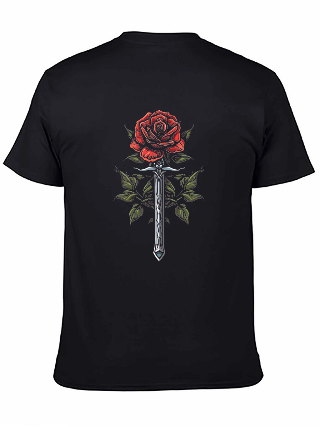 Rose & Sword Graphic T-Shirt - Black