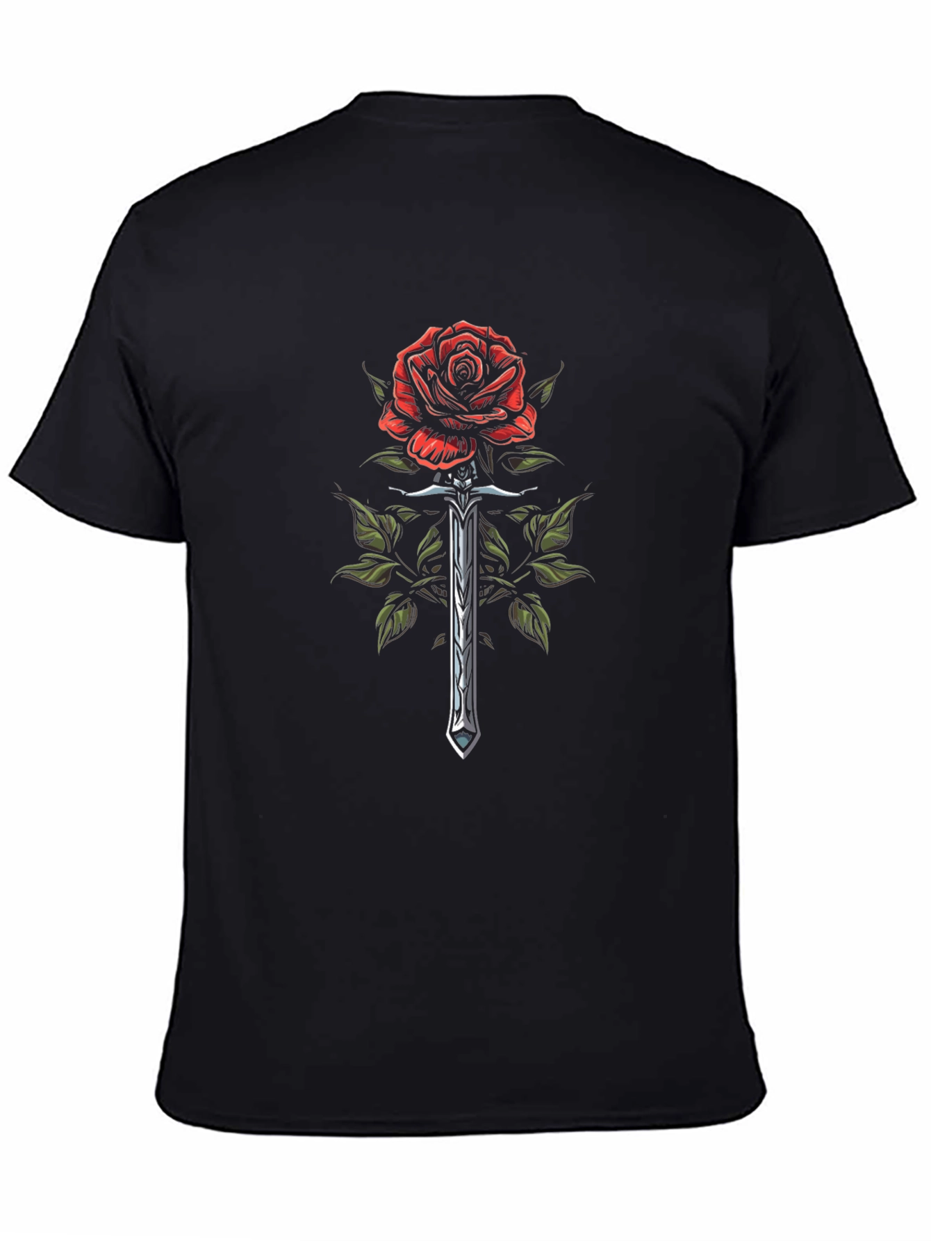 Rose & Sword Graphic T-Shirt - Black
