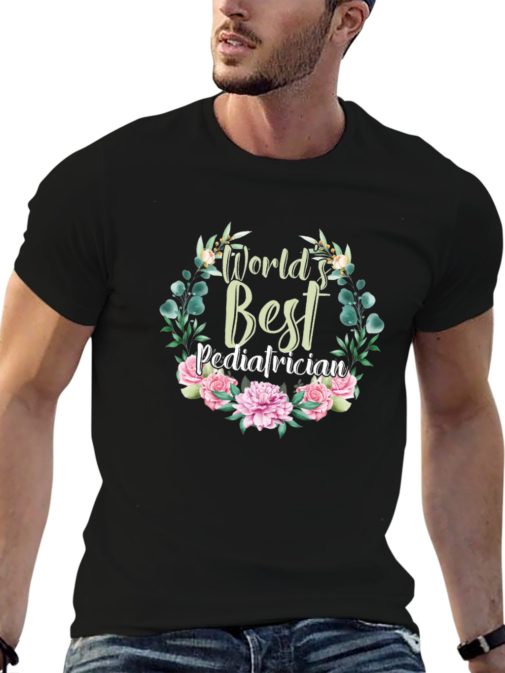 Worlds Best Pediatrician Floral T-Shirt