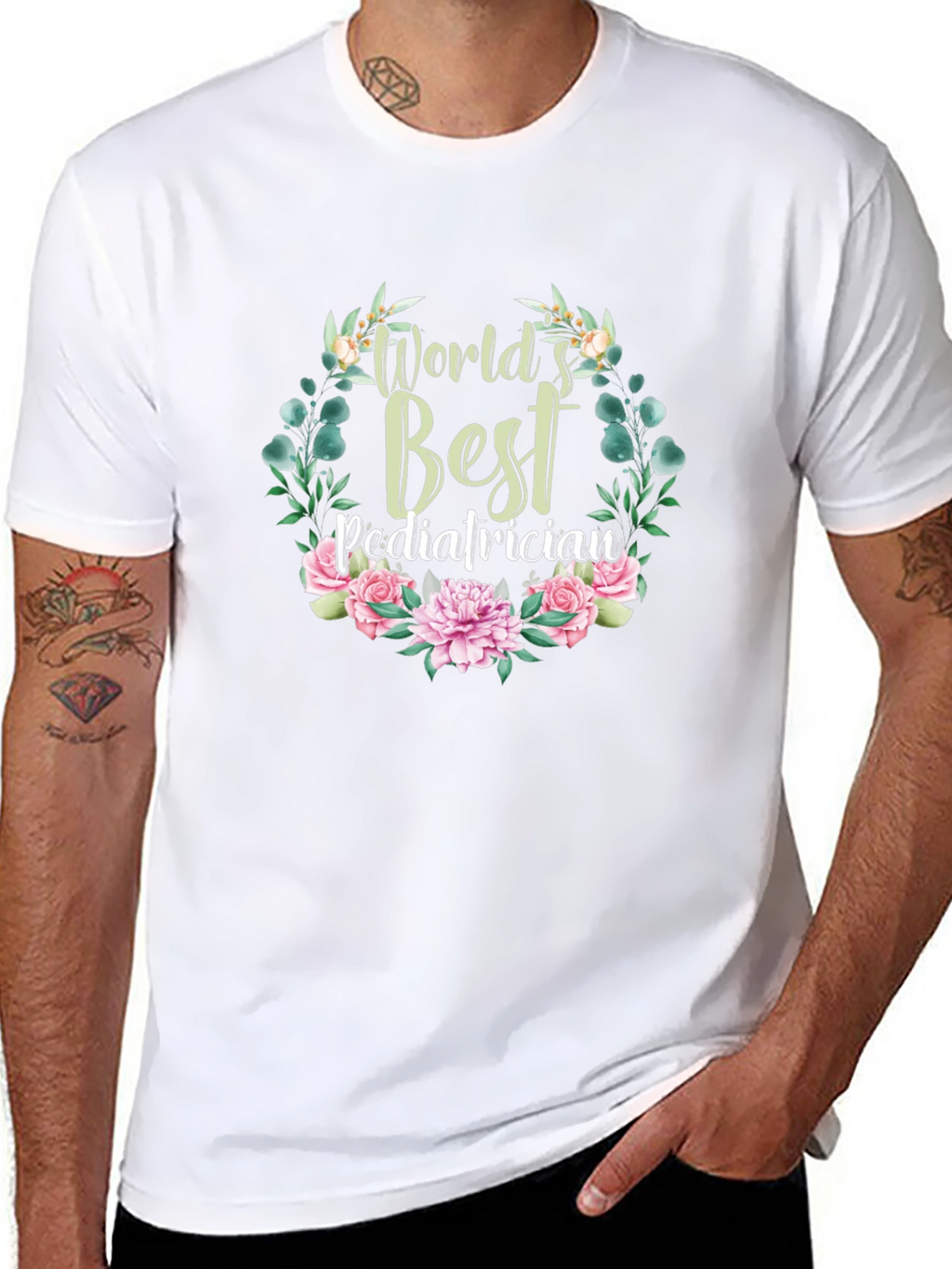 Worlds Best Pediatrician Floral T-Shirt