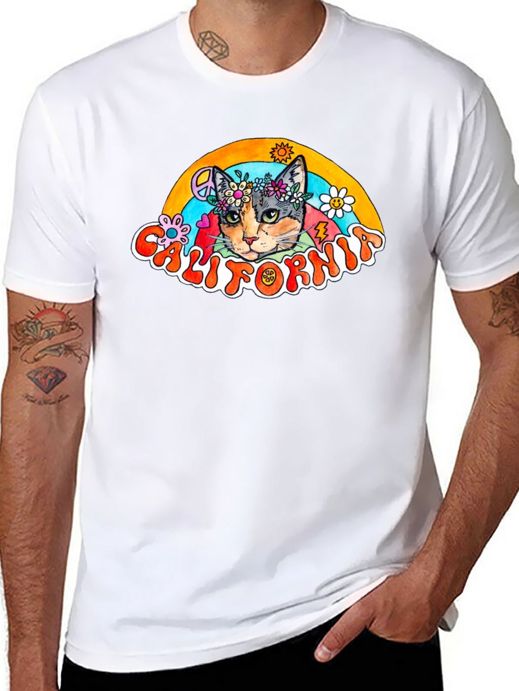 California Cat Peace Sign T-Shirt