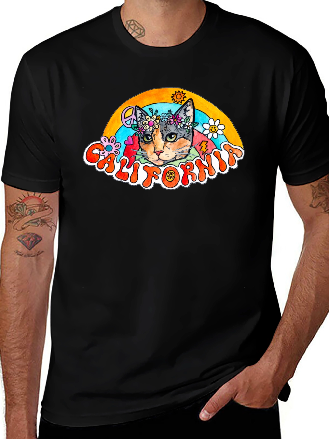 California Cat Peace Sign T-Shirt